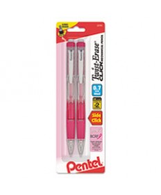 TWIST-ERASE CLICK MECHANICAL PENCIL, 0.7 MM, HB (#2.5), BLACK LEAD, PINK BARREL, 2/PACK