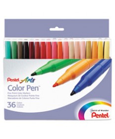 36-COLOR PEN SET, FINE BULLET TIP, ASSORTED COLORS, 36/SET