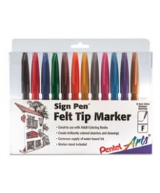 SIGN PEN COLOR MARKER, EXTRA-FINE BULLET TIP, ASSORTED COLORS, 12/SET