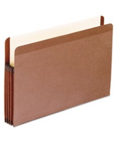 PREMIUM REINFORCED EXPANDING FILE POCKETS, 3.5" EXPANSION, LEGAL SIZE, RED FIBER, 10/BOX