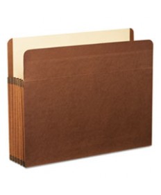 PREMIUM REINFORCED EXPANDING FILE POCKETS, 5.25" EXPANSION, LETTER SIZE, RED FIBER, 5/BOX