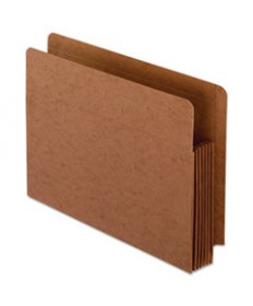 HEAVY-DUTY END TAB FILE POCKETS, 5.25" EXPANSION, LETTER SIZE, RED FIBER, 10/BOX