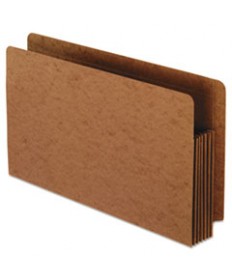 HEAVY-DUTY END TAB FILE POCKETS, 5.25" EXPANSION, LEGAL SIZE, RED FIBER, 10/BOX