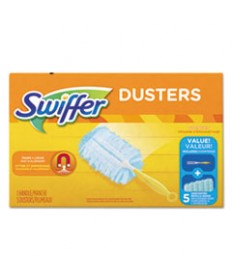Dusters Starter Kit, Dust Lock Fiber, 6" Handle, Blue/yellow, 6/carton