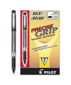 PRECISE GRIP STICK ROLLER BALL PEN, BOLD 1MM, BLACK INK, BLACK BARREL