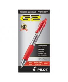 G2 PREMIUM RETRACTABLE GEL PEN, 0.5 MM, RED INK, SMOKE BARREL, DOZEN