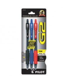 G2 PREMIUM RETRACTABLE GEL PEN, 0.7 MM, ASSORTED INK, SMOKE BARREL, 3/PACK