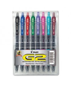 G2 PREMIUM RETRACTABLE GEL PEN, 0.7 MM, ASSORTED INK/BARREL, 8/SET