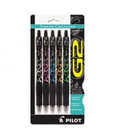 G2 FASHION PREMIUM RETRACTABLE GEL PEN, 0.7MM, BLACK INK, ASSORTED BARREL, 5/SET