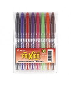 FRIXION BALL ERASABLE STICK GEL PEN, FINE 0.7MM, ASSORTED INK/BARREL, 8/PACK