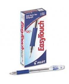 EASYTOUCH STICK BALLPOINT PEN, MEDIUM 1MM, BLUE INK, CLEAR BARREL, DOZEN