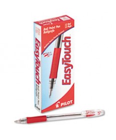 EASYTOUCH STICK BALLPOINT PEN, MEDIUM 1MM, RED INK, CLEAR BARREL, DOZEN