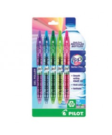 B2P BOTTLE-2-PEN RECYCLED RETRACTABLE GEL PEN, 0.7MM, ASSORTED INK/BARREL, 5/PACK