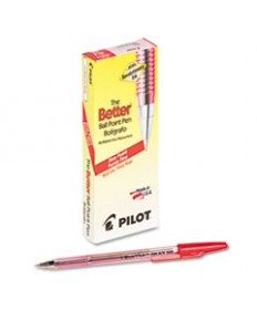 BETTER STICK BALLPOINT PEN, FINE 0.7MM, RED INK, TRANSLUCENT RED BARREL, DOZEN