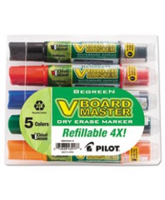 BeGreen V Board Master Dry Erase Marker, Medium Chisel Tip, Assorted Colors, 5/Pack