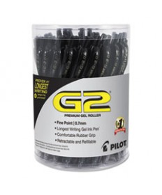 G2 PREMIUM RETRACTABLE GEL PEN, FINE 0.7 MM, BLACK INK/BARREL, 36/PACK