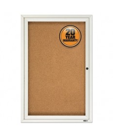 Enclosed Bulletin Board, Natural Cork/fiberboard, 24 X 36, Silver Aluminum Frame