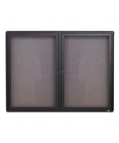 Enclosed Fabric-Cork Board, 48 X 36, Gray Surface, Graphite Aluminum Frame