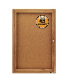 Enclosed Bulletin Board, Natural Cork/fiberboard, 24 X 36, Oak Frame