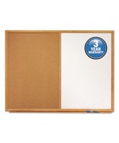 Bulletin/dry-Erase Board, Melamine/cork, 48 X 36, White/brown, Oak Finish Frame