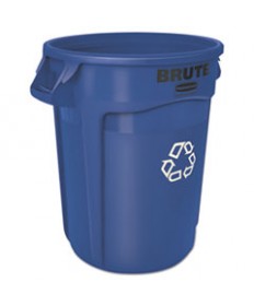 Brute Recycling Container, Round, 32 Gal, Blue