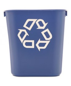 SMALL DESKSIDE RECYCLING CONTAINER, RECTANGULAR, PLASTIC, 13.63 QT, BLUE