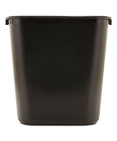 Deskside Plastic Wastebasket, Rectangular, 7 Gal, Black