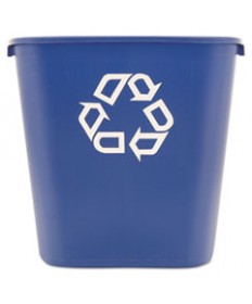 MEDIUM DESKSIDE RECYCLING CONTAINER, RECTANGULAR, PLASTIC, 28.13 QT, BLUE