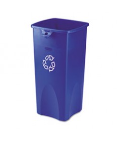RECYCLED UNTOUCHABLE SQUARE RECYCLING CONTAINER, PLASTIC, 23 GAL, BLUE