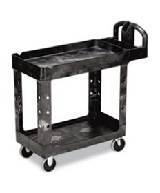 HEAVY-DUTY UTILITY CART, TWO-SHELF, 17.13W X 38.5D X 38.88H, BLACK