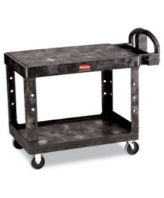 FLAT SHELF UTILITY CART, TWO-SHELF, 25.25W X 44D X 38.13H, BLACK