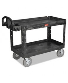 HEAVY-DUTY 2-SHELF UTILITY CART, PNEUMATIC WHEELS, 25.25W X 54D X 39.25H, BLACK