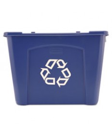 STACKING RECYCLE BIN, RECTANGULAR, POLYETHYLENE, 14 GAL, BLUE