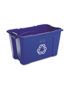 STACKING RECYCLE BIN, RECTANGULAR, POLYETHYLENE, 18 GAL, BLUE