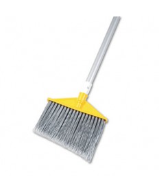 Angled Large Brooms, Poly Bristles, 48 7/8" Aluminum Handle, Silver/gray