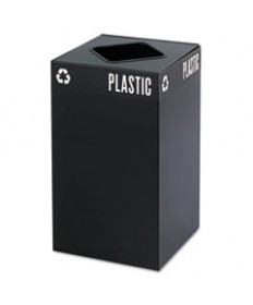 PUBLIC SQUARE PLASTIC-RECYCLING CONTAINER, SQUARE, STEEL, 25 GAL, BLACK