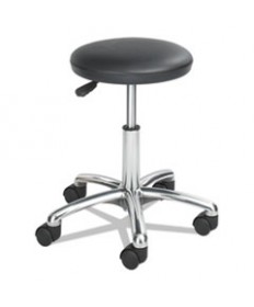 HEIGHT-ADJUSTABLE LAB STOOL, 21" SEAT HEIGHT, SUPPORTS UP TO 250 LBS., BLACK SEAT/BLACK BACK, CHROME BASE