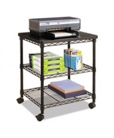 Desk Side Wire Machine Stand, Three-Shelf, 24w X 20d X 27h, Black