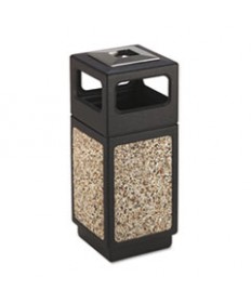 CANMELEON ASH/TRASH RECEPTACLE, SQUARE, AGGREGATE/POLYETHYLENE, 15 GAL, BLACK