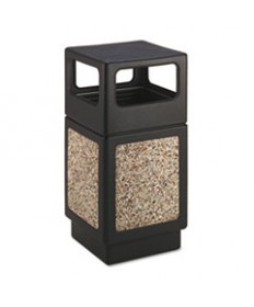 CANMELEON SIDE-OPEN RECEPTACLE, SQUARE, AGGREGATE/POLYETHYLENE, 38 GAL, BLACK