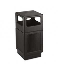 CANMELEON SIDE-OPEN RECEPTACLE, SQUARE, POLYETHYLENE, 38 GAL, TEXTURED BLACK