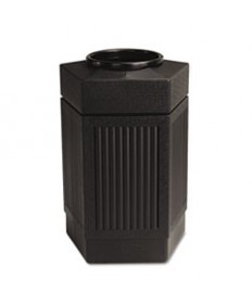 CANMELEON INDOOR/OUTDOOR RECEPTACLE, PENTAGON, POLYETHYLENE, 30 GAL, BLACK