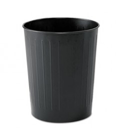 ROUND WASTEBASKET, STEEL, 23.5 QT, BLACK