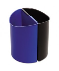 DESK-SIDE RECYCLING RECEPTACLE, 3 GAL, BLACK/BLUE