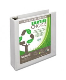 EARTH'S CHOICE BIOBASED D-RING VIEW BINDER, 3 RINGS, 1" CAPACITY, 11 X 8.5, WHITE