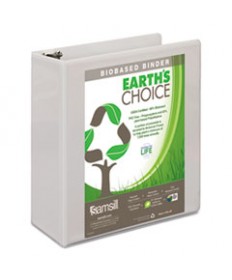 EARTH'S CHOICE BIOBASED D-RING VIEW BINDER, 3 RINGS, 1.5" CAPACITY, 11 X 8.5, WHITE