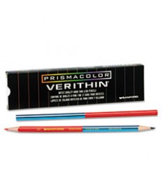 VERITHIN DUAL-ENDED TWO-COLOR PENCILS, 2 MM, BLUE/RED LEAD, BLUE/RED BARREL, DOZEN