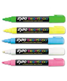 BRIGHT STICKS, MEDIUM BULLET TIP, ASSORTED COLORS, 5/SET