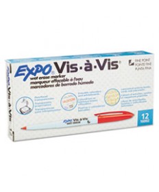 VIS-A-VIS WET ERASE MARKER, FINE BULLET TIP, RED, DOZEN