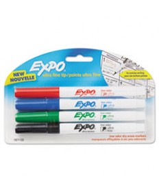 LOW-ODOR DRY-ERASE MARKER, EXTRA-FINE NEEDLE TIP, ASSORTED COLORS, 4/PACK